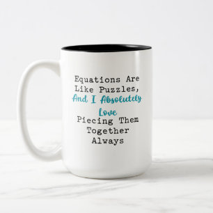 Taza Bicolor Ecuaciones como rompecabezas aman unirlas