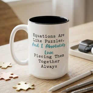 Taza Bicolor Ecuaciones como rompecabezas aman unirlas