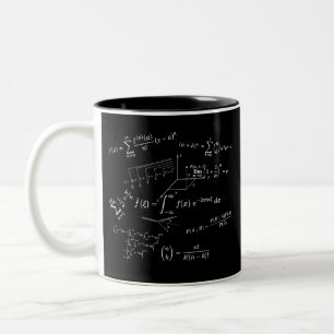 Taza Bicolor ecuaciones y fórmulas matemáticas, cálculo, álgebr