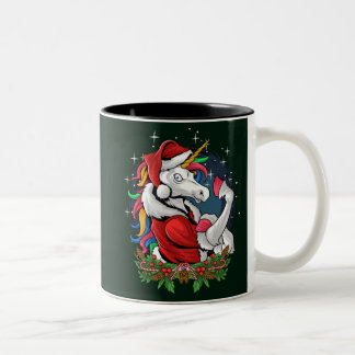 Taza Bicolor Edgy Santa Unicorn