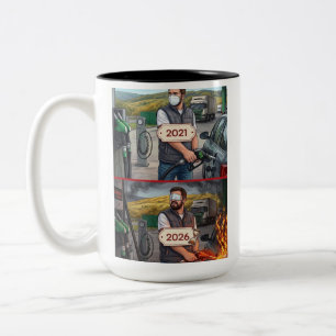 Taza Bicolor Edición Crisis Global - Sátira sobre Combustible e