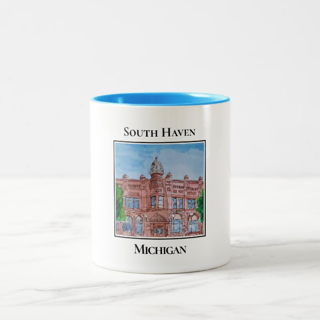 Taza Bicolor Edificio de Clementine, South Haven Michigan (Centro)