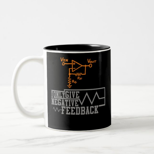 Taza Bicolor EEVblog Negative Feedback TShirt (Izquierda)