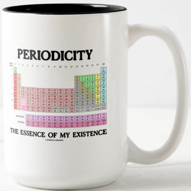 Taza Bicolor Eficiencia de periodicidad Mi existencia (Tabla pe (Mug featuring Periodic Table of Elements for anyone into periodicity)