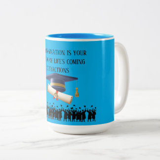 Taza Bicolor Einstein's graduation motto azure