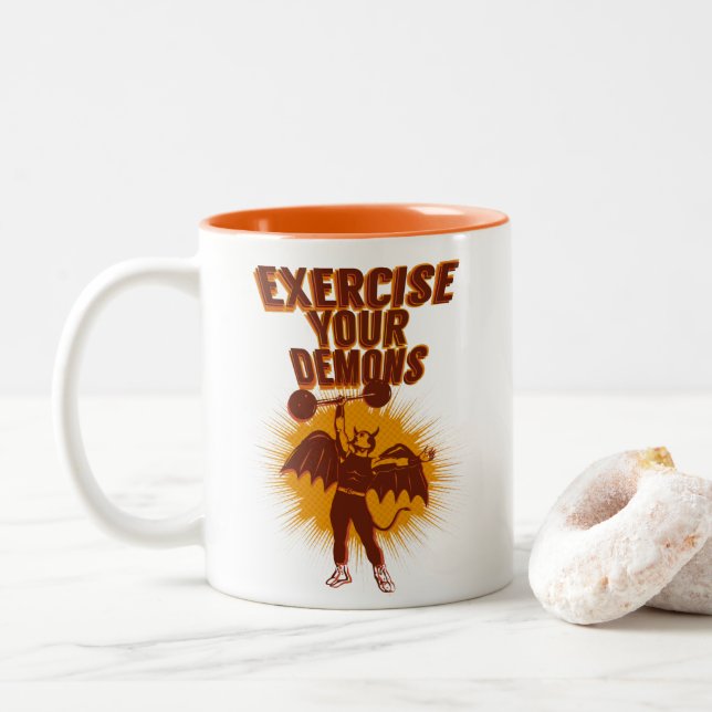 Taza Bicolor Ejercer tus demonios (Con donut)