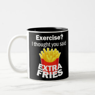 Taza Bicolor Ejercicio pensé que dijiste papas extra - divertid