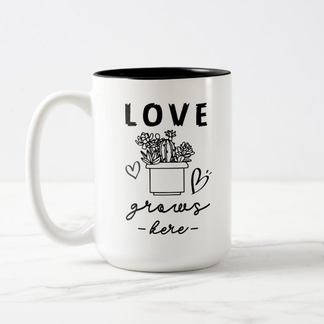 Taza Bicolor el amor crece aquí (Izquierda)