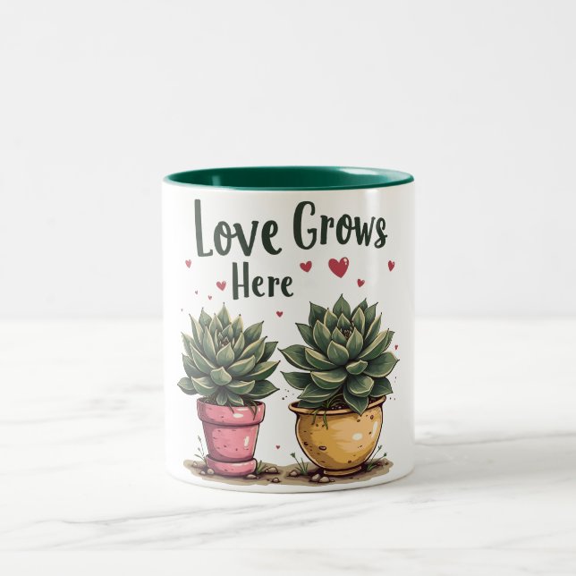 Taza Bicolor El amor crece aquí (Centro)