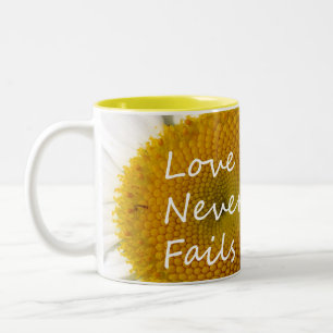 Taza Bicolor El amor cristiano nunca falla Daisy 1 Corintios 13