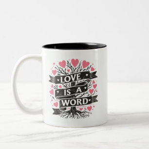 Taza Bicolor El amor de los corazones rosados es un árbol de pa