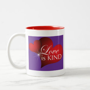 Taza Bicolor El Amor Es Como El Corazón Rojo Morado Dos Tono Mu
