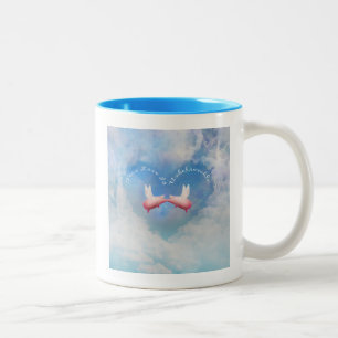 Taza Bicolor El amor verdadero es el beso de los cerdos volador