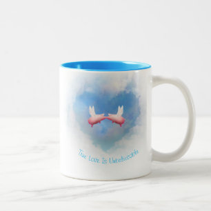 Taza Bicolor El Amor Verdadero Es Un Cerdo Que Vola Con Amor In