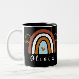 Taza Bicolor El arcoiris del boho con nombre personalizado
