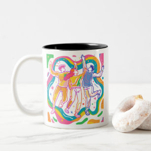 Taza Bicolor El arte arcoiris del orgullo bailarín   Colorida L