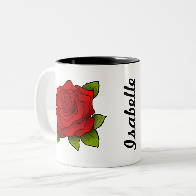 Taza Bicolor El arte de la rosa roja única personalizado (Anverso izquierdo)