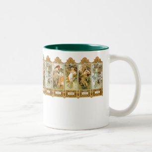 Taza Bicolor El arte Nouveau de Mucha del vintage sazona la