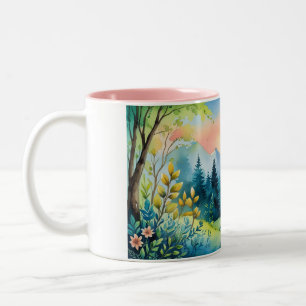 Taza Bicolor El bosque susurrando al amanecer