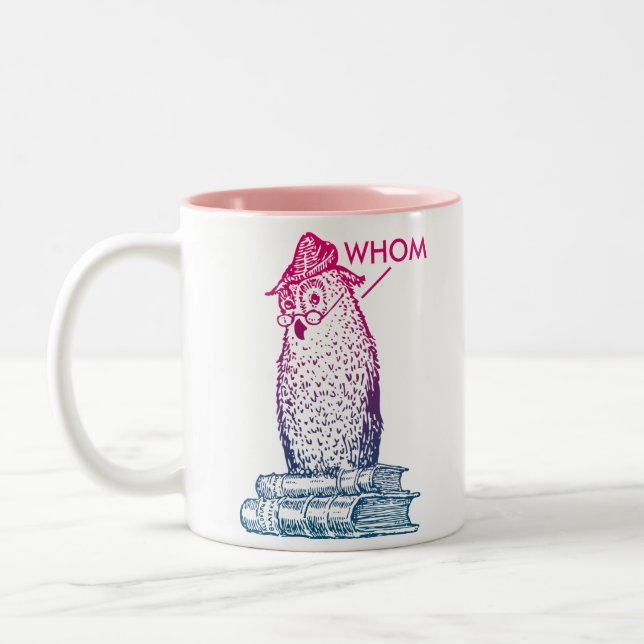 Taza Bicolor El búho de la gramática dice quién (Izquierda)
