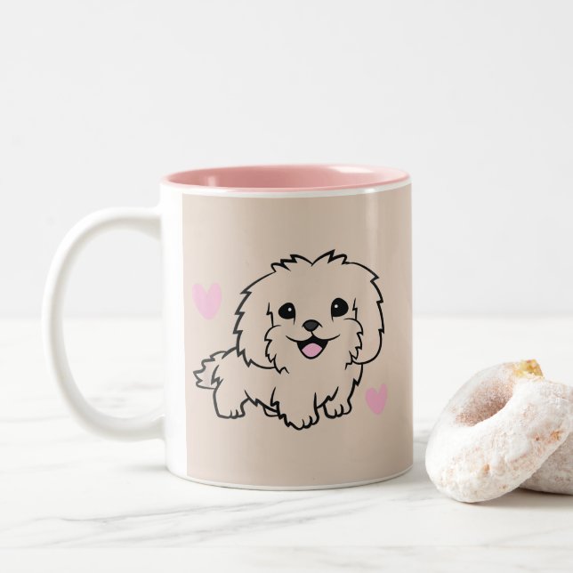 Taza Bicolor El café bliss perro amante del Mascota (Con donut)