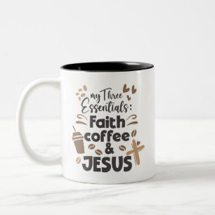 Taza Bicolor El café de fe y Jesús son esenciales para la relig
