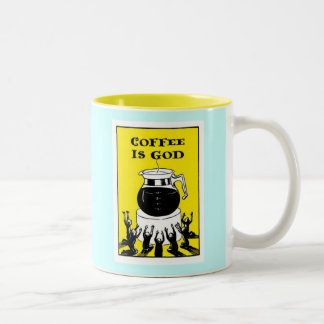 Taza Bicolor El café es dios