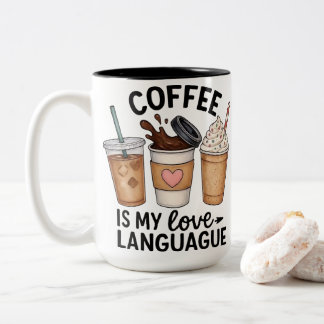 Taza Bicolor El Café Es Mi Amor Diseño Mono De Bebidas Estética