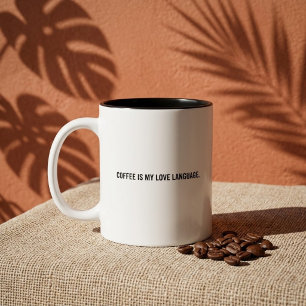 Taza Bicolor El café es mi idioma del amor Frase divertida