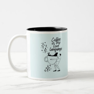 Taza Bicolor "El café es mi lenguaje del amor" Diseño minimali
