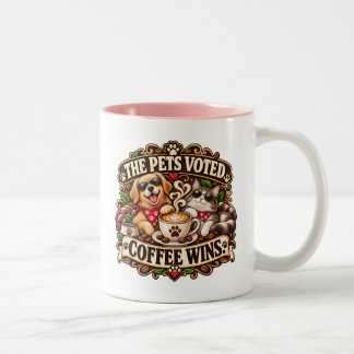 Taza Bicolor El Café Ganó Amante de Mascotas