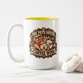 Taza Bicolor El Café Ganó Amante de Mascotas