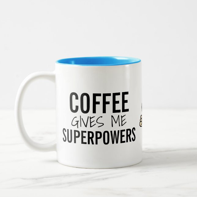 Taza Bicolor El café me da las superpotencias - Kloey (Izquierda)