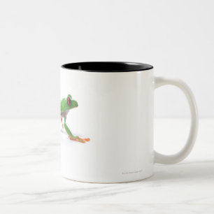 Taza Bicolor El caminar observado rojo de la rana arbórea