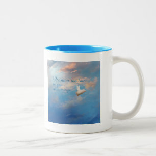 Taza Bicolor el cerdo volador nunca es demasiado tarde para cul