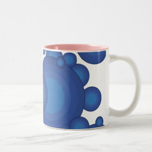 Taza Bicolor El círculo de estilo del año 70 azul