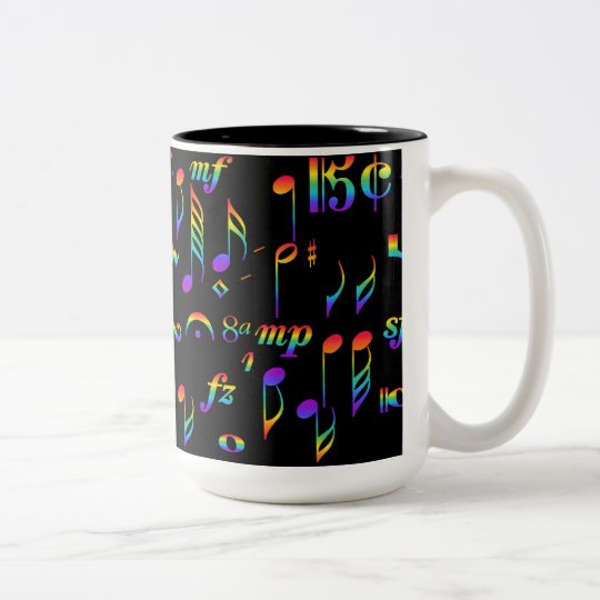 Taza Bicolor El color del arco iris de la música observa el