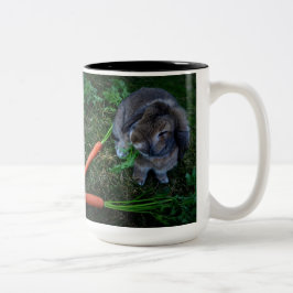 Taza Bicolor El conejito masca las zanahorias/taza
