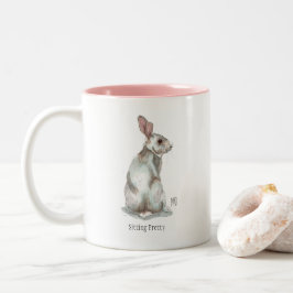 Taza Bicolor El conejo "bonito" que se sentaba dos entonó la