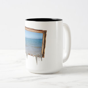 Taza Bicolor El contorno oceánico fuera del marco de la imagen