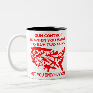 Taza Bicolor El control de armas solo está comprando una pistol