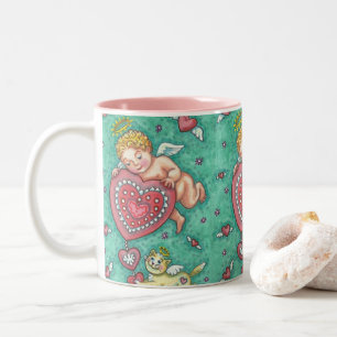 TAZA BICOLOR EL CORAZÓN DE CUPID Y EL BARRO DE KITTEN VALENTINE