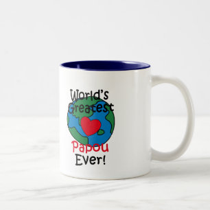 Taza Bicolor El corazón del mejor Papou del mundo