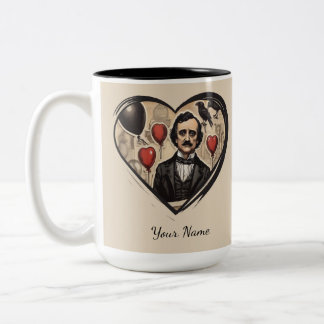 Taza Bicolor El corazón vintage de Edgar Allan Poe personalizad