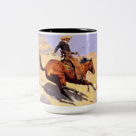 Taza Bicolor El Cowboy (por Frederic Remington)