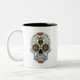 Taza Bicolor El Día de los Muertos del Cráneo del Amor del Azúc