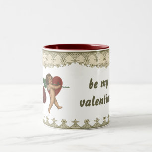 Taza Bicolor El día de San Valentín de la época Cherub y Rosa v
