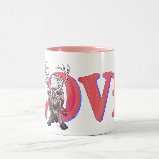 Taza Bicolor El día de San Valentín de renos (Centro)
