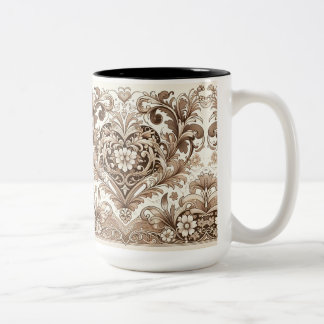 Taza Bicolor El día de San Valentín del Corazón Floral Romántic