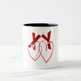 Taza Bicolor El día de San Valentín dos corazones rojos adorabl